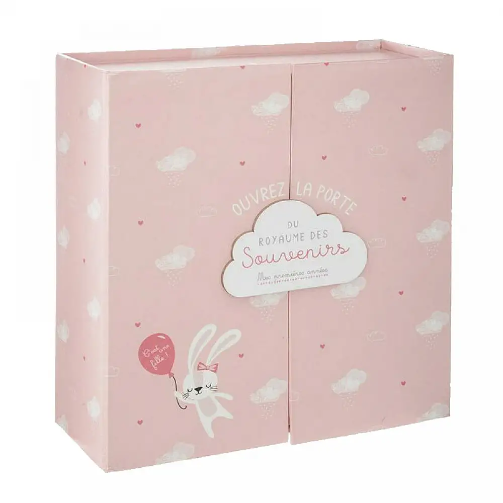 Χάρτινο Βρεφικό Κουτί Αναμνήσεων με 9 Συρτάρια Birth Box Χρώματος Ροζ Atmosphera 158564-Pink
