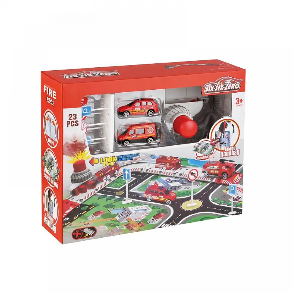Σετ Παιδικό Χαλί Παιχνίδι Πυροσβεστικής με Αξεσουάρ 57 x 38.5 cm 23 τμχ Hoppline HOP1001421