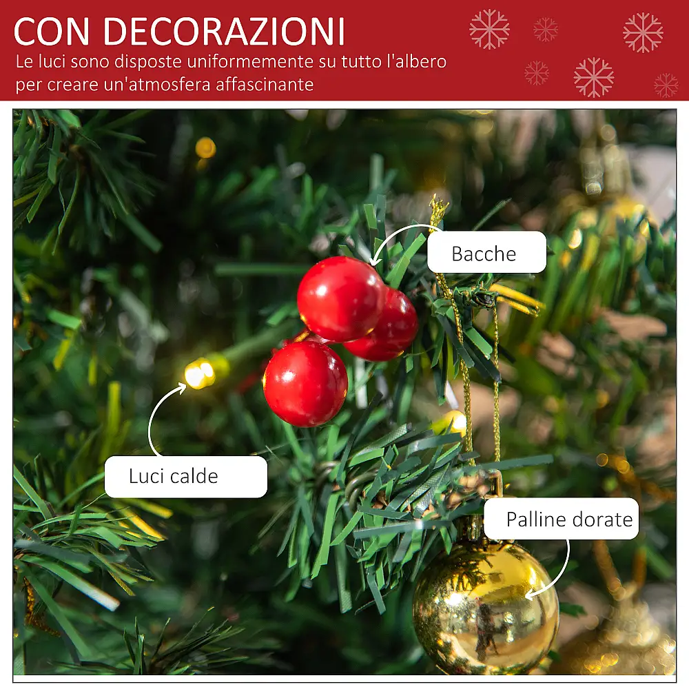 Χριστουγεννιάτικο Δέντρο με 15 Φωτάκια LED και 24 Στολίδια 60 cm HOMCOM 830-257