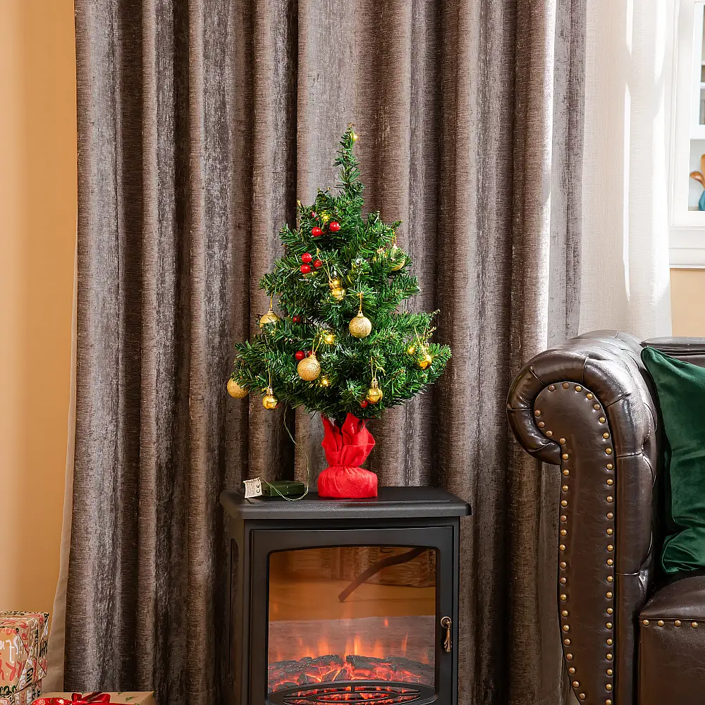 Χριστουγεννιάτικο Δέντρο με 15 Φωτάκια LED και 24 Στολίδια 60 cm HOMCOM 830-257