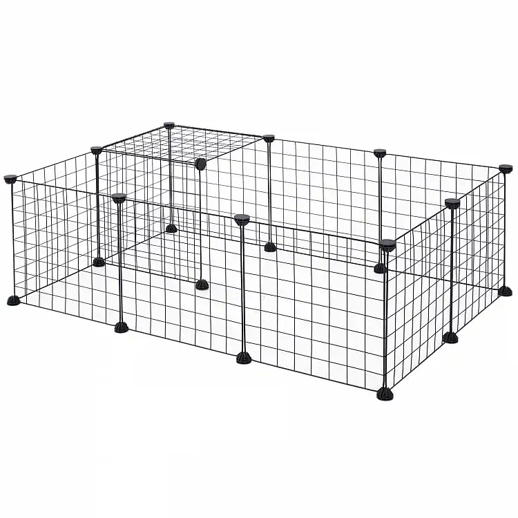 PawHut Modular Περίβλημα για Κατοικίδια Μαύρο 12 Modules 35x35cm D06-055