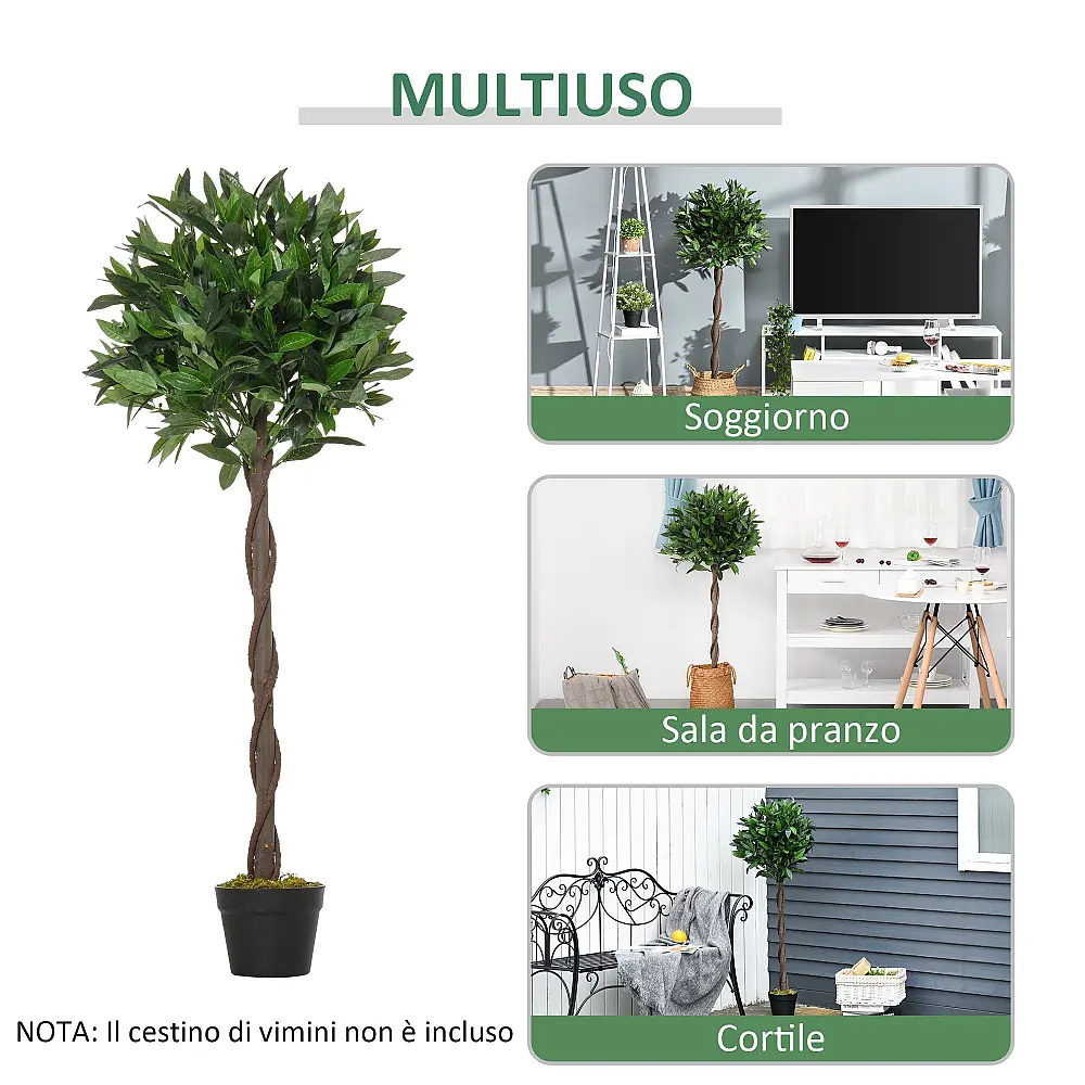 Outsunny Σετ 2 ψεύτικα φυτά δάφνης σε γλάστρα ύψους 120 cm για εσωτερικούς και εξωτερικούς χώρους 844-364 Outsunny Σετ 2 ψεύτικα φυτά δάφνης σε γλάστρα ύψους 120 cm για εσωτερικούς και εξωτερικούς χώρους 844-364