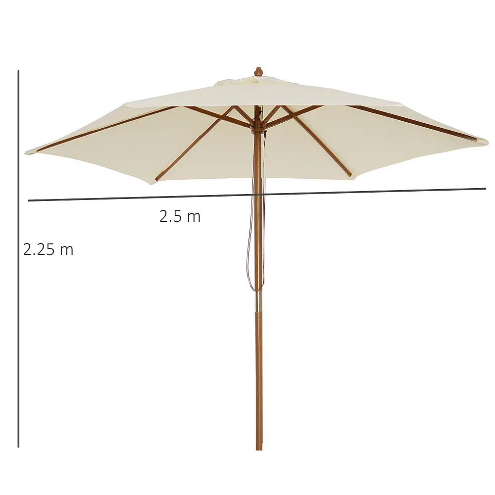 Ομπρέλα Outsunny Garden and Terrace σε πολυεστερικό ξύλο 2,5x2,3m μπεζ 01-0212