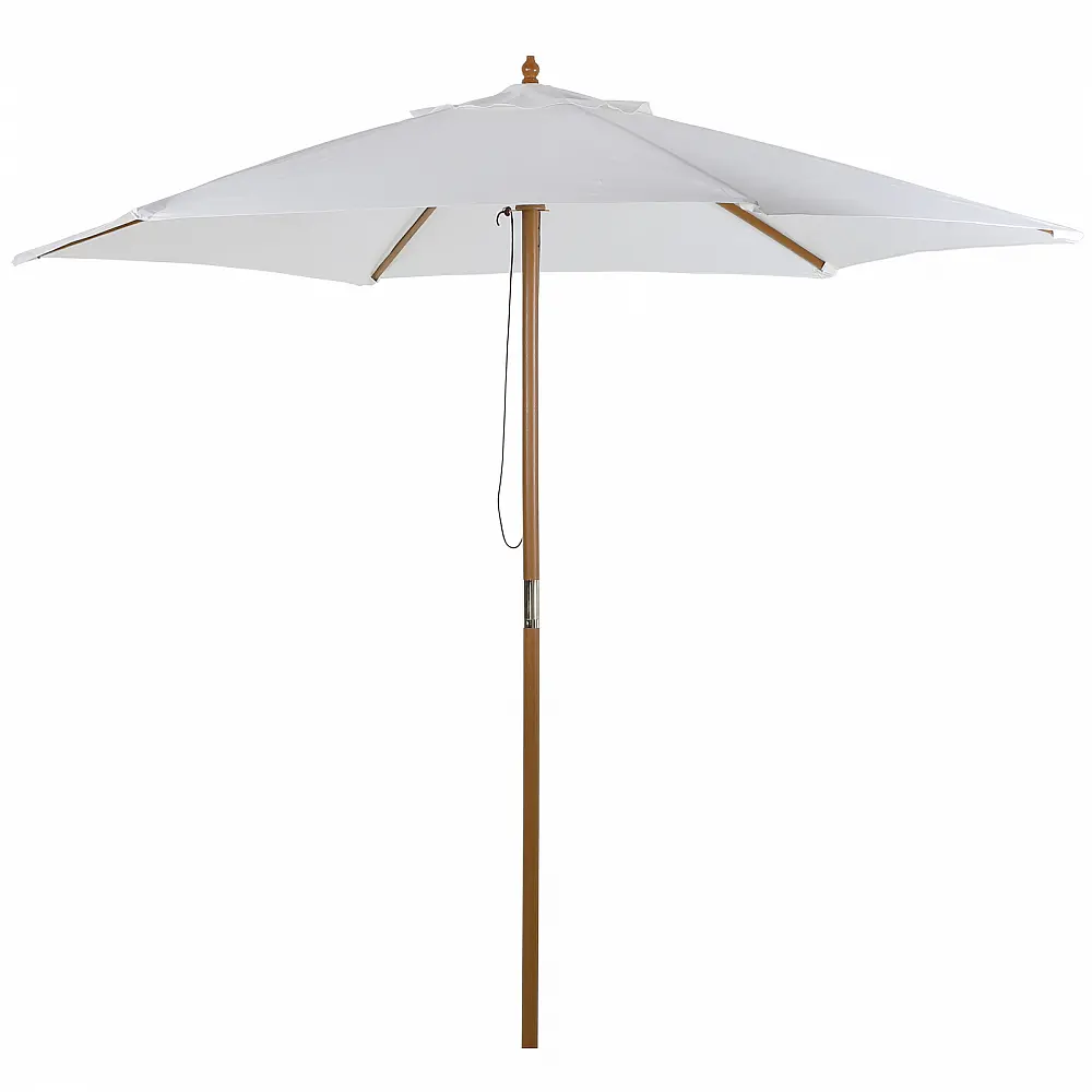 Outsunny Bamboo Garden Umbrella, Κρεμ Λευκή, 250 x 230 εκ. 84D-056CW