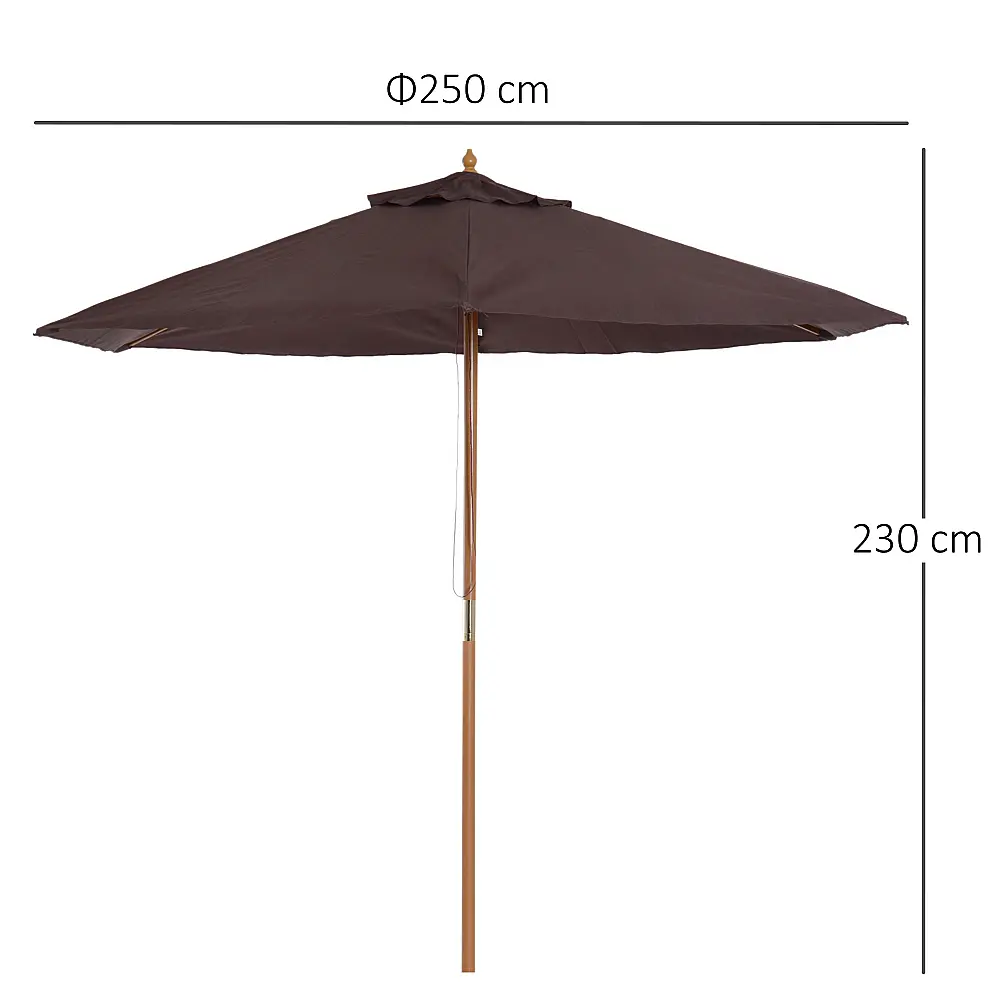Ομπρέλα Outsunny Garden and Terrace σε Ξύλο Πολυεστέρα 2,5x2,3m καφέ 01-0582