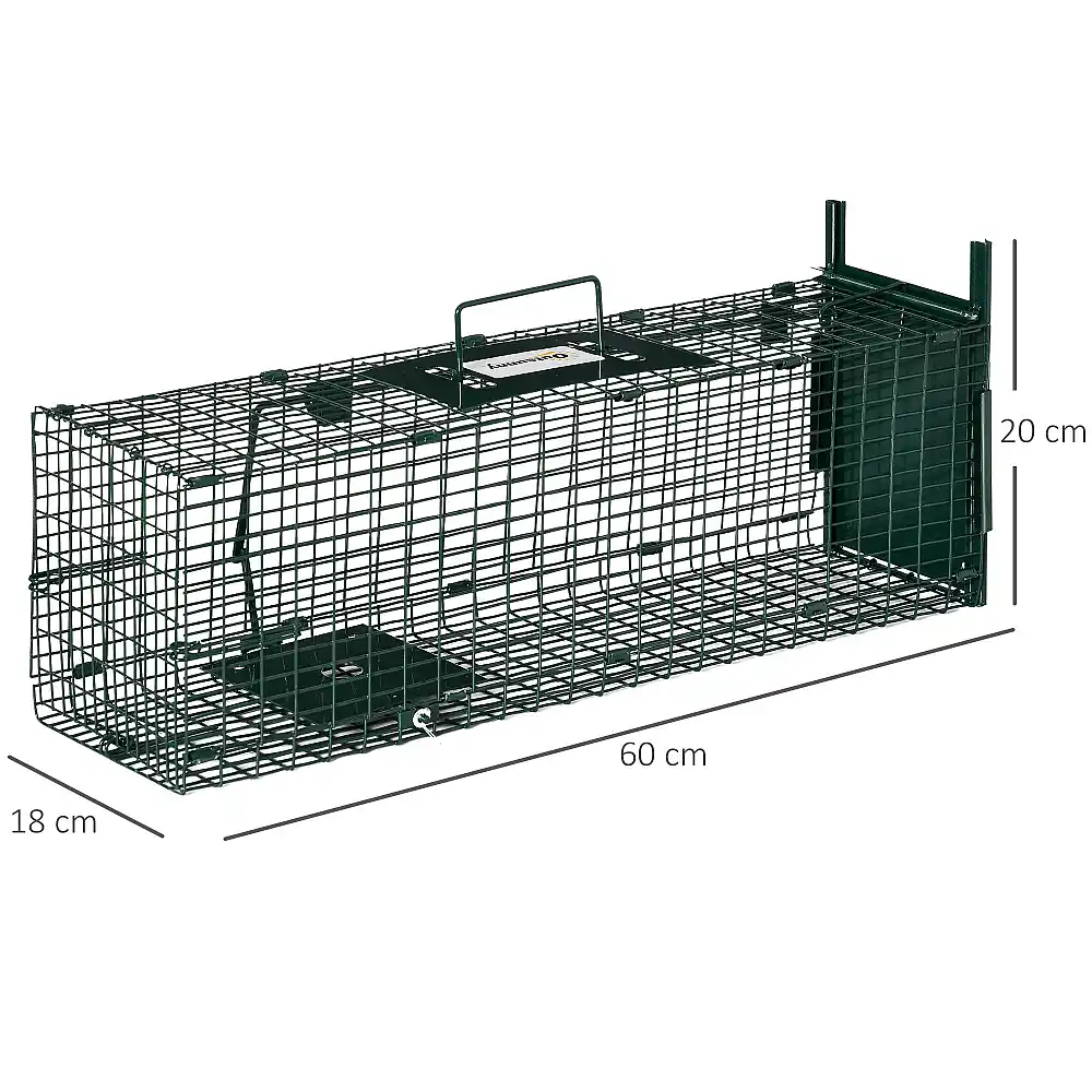 Μεταλλική Παγίδα - Κλουβί Ζώων με 1 Πόρτα 60 x 18 x 20 cm Outsunny AB0-015