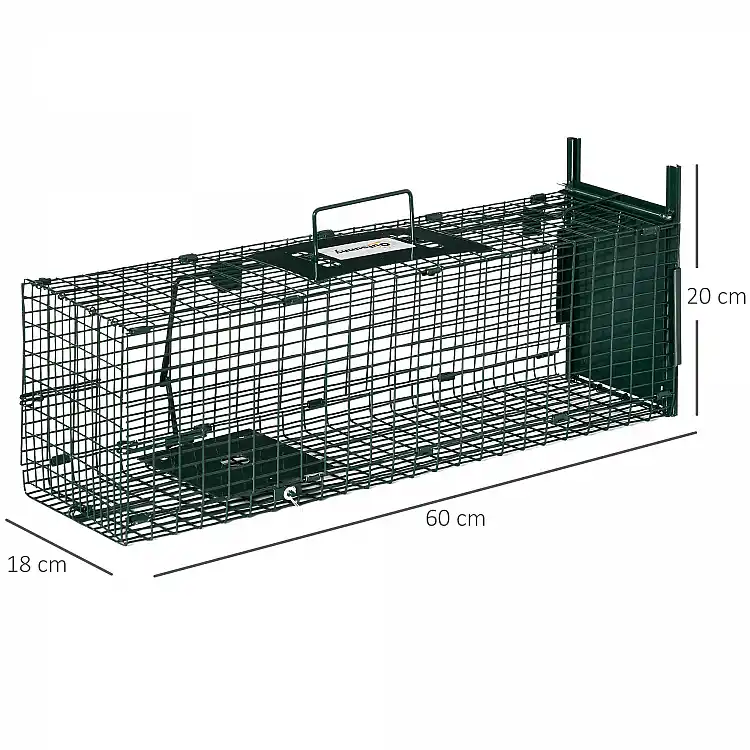 Μεταλλική Παγίδα - Κλουβί Ζώων με 1 Πόρτα 60 x 18 x 20 cm Outsunny AB0-015