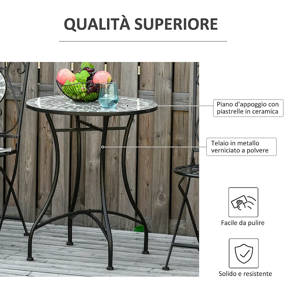Τραπεζάκι Σαλονιού Outsunny Garden σε μεταλλικό και κεραμικό, Τραπέζι εξωτερικού χώρου για Βεράντα ή Μπαλκόνι, 60x71cm, Μαύρο 84B-499 Τραπεζάκι Σαλονιού Outsunny Garden σε μεταλλικό και κεραμικό, Τραπέζι εξωτερικού χώρου για Βεράντα ή Μπαλκόνι, 60x71cm, Μαύρο 84B-499