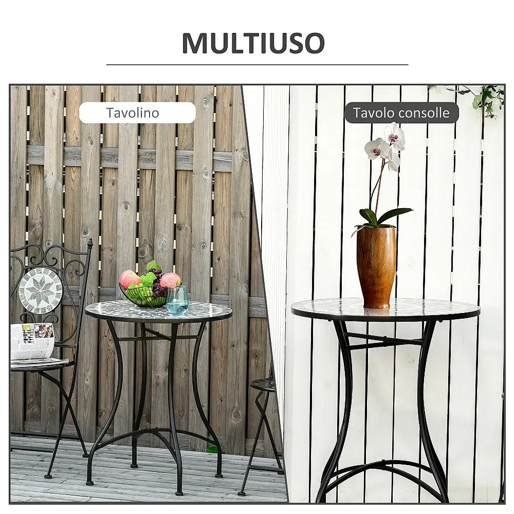 Τραπεζάκι Σαλονιού Outsunny Garden σε μεταλλικό και κεραμικό, Τραπέζι εξωτερικού χώρου για Βεράντα ή Μπαλκόνι, 60x71cm, Μαύρο 84B-499 Τραπεζάκι Σαλονιού Outsunny Garden σε μεταλλικό και κεραμικό, Τραπέζι εξωτερικού χώρου για Βεράντα ή Μπαλκόνι, 60x71cm, Μαύρο 84B-499
