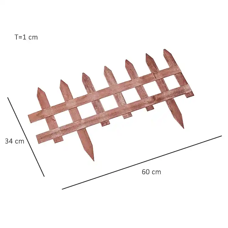 Σετ Ξύλινη Μπορντούρα Κήπου 60 x 1 x 34 cm 12 τμχ Χρώματος Καφέ Ανοιχτό Outsunny 844-463