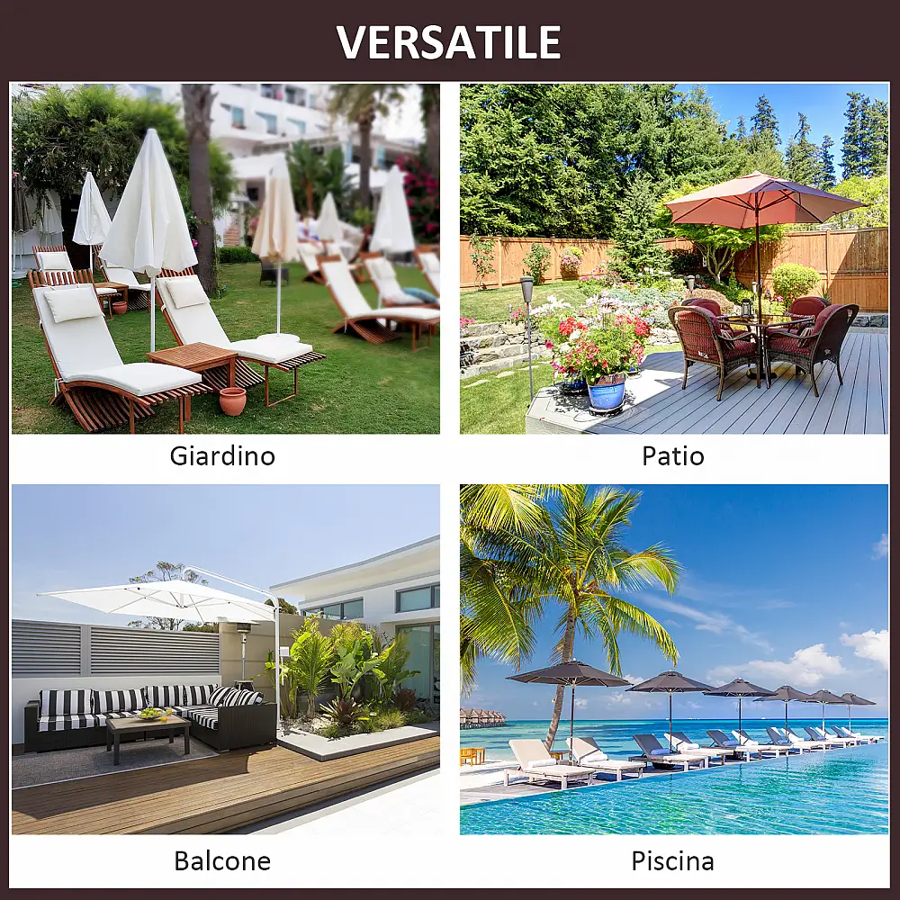 Ομπρέλα Outsunny Garden 3x3m με 8 μπαστούνια μπαμπού και κάλυμμα αντηλιακού 2 επιπέδων, γκρι 840-026CG