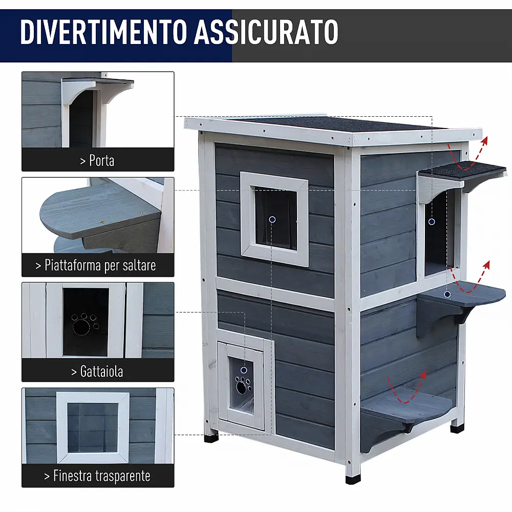 PawHut Outdoor Pet Kennel 2 Επιπέδων Ανοιγόμενο Ξύλο Γκρι και Λευκό 51 x 51 x 81,3 cm D30-223 PawHut Outdoor Pet Kennel 2 Επιπέδων Ανοιγόμενο Ξύλο Γκρι και Λευκό 51 x 51 x 81,3 cm D30-223