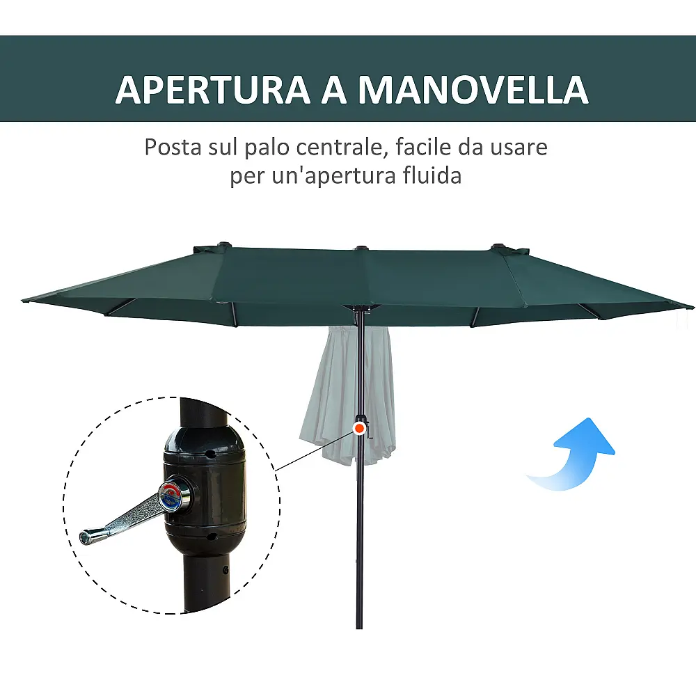 Outsunny Outsunny Outdoor Double Canopy Parasol, Anti UV 460 x 270 x 240, Πράσινο, Καφέ 84D-031V01 Outsunny Outsunny Outdoor Double Canopy Parasol, Anti UV 460 x 270 x 240, Πράσινο, Καφέ 84D-031V01