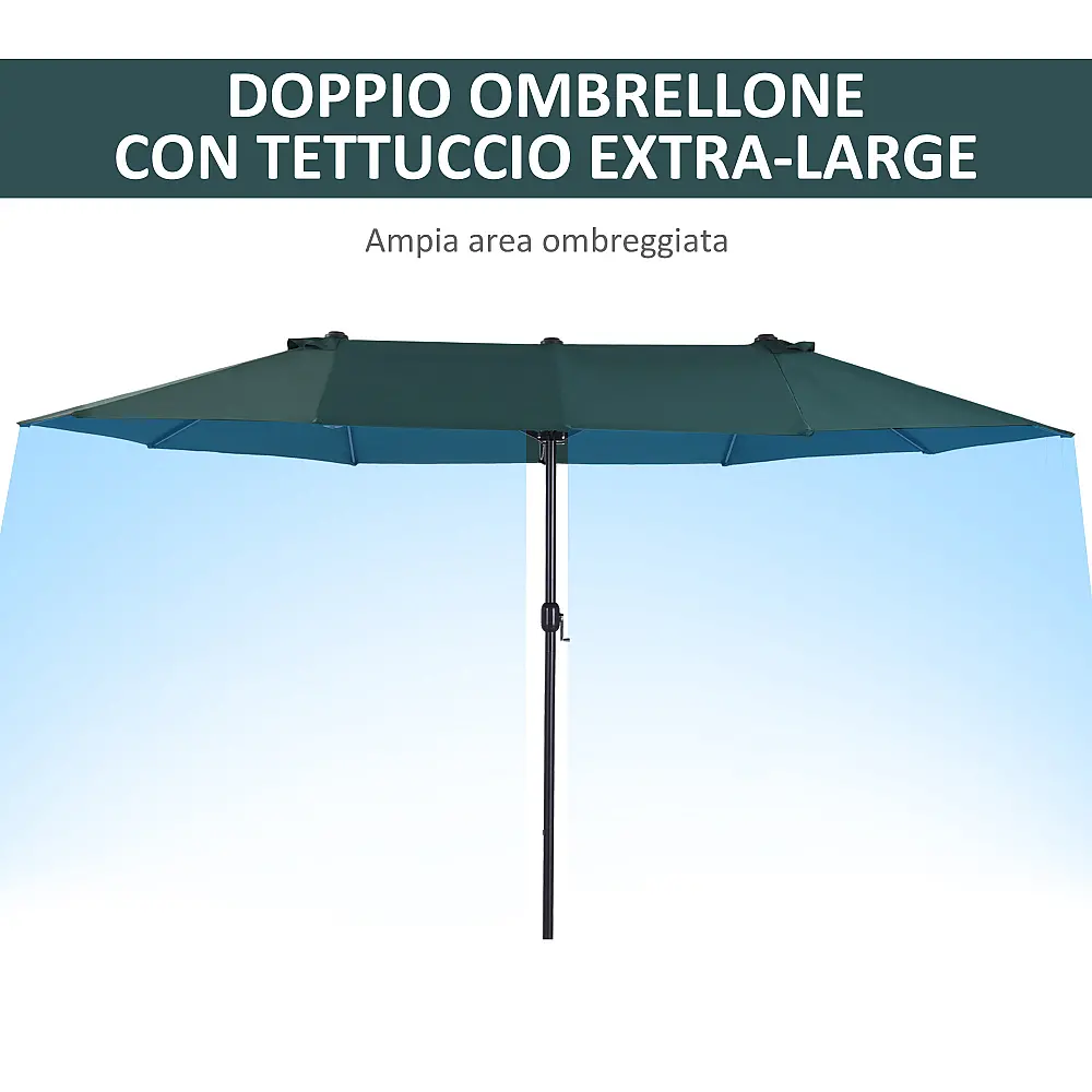 Outsunny Outsunny Outdoor Double Canopy Parasol, Anti UV 460 x 270 x 240, Πράσινο, Καφέ 84D-031V01 Outsunny Outsunny Outdoor Double Canopy Parasol, Anti UV 460 x 270 x 240, Πράσινο, Καφέ 84D-031V01