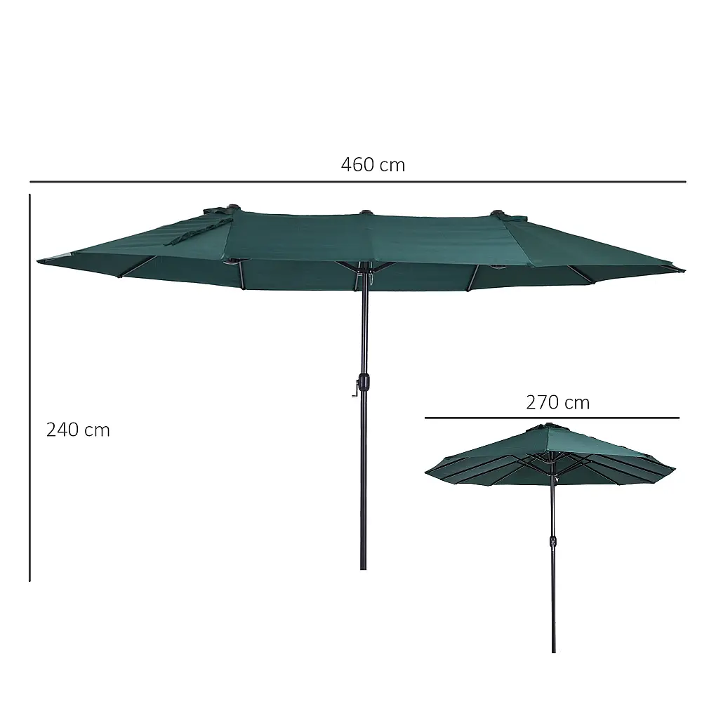 Outsunny Outsunny Outdoor Double Canopy Parasol, Anti UV 460 x 270 x 240, Πράσινο, Καφέ 84D-031V01 Outsunny Outsunny Outdoor Double Canopy Parasol, Anti UV 460 x 270 x 240, Πράσινο, Καφέ 84D-031V01