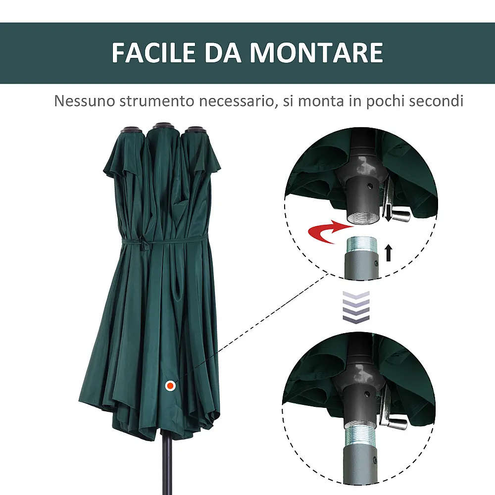 Outsunny Outsunny Outdoor Double Canopy Parasol, Anti UV 460 x 270 x 240, Πράσινο, Καφέ 84D-031V01 Outsunny Outsunny Outdoor Double Canopy Parasol, Anti UV 460 x 270 x 240, Πράσινο, Καφέ 84D-031V01