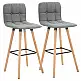HOMCOM Σετ 2 σκαμπό μπαρ με πλάτη και υποπόδιο, επενδυμένο υφασμάτινο κάθισμα και ξύλινα πόδια - γκρι 835-530