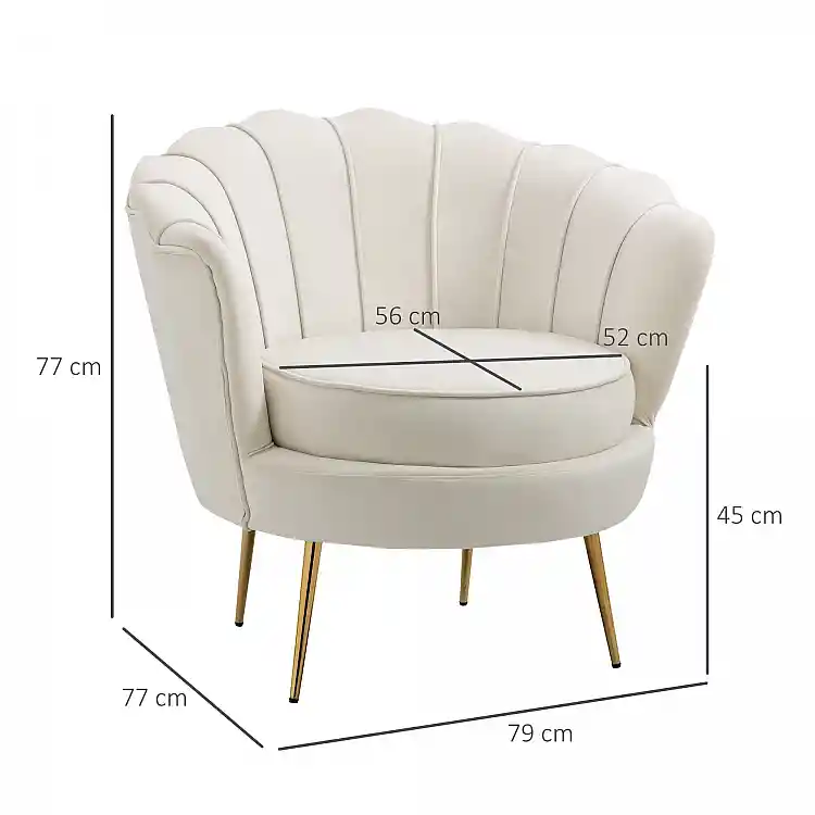 Πολυθρόνα HOMCOM Vintage Style Design με επένδυση από βελούδο, 179x77x77cm, κρέμα 833-961WT