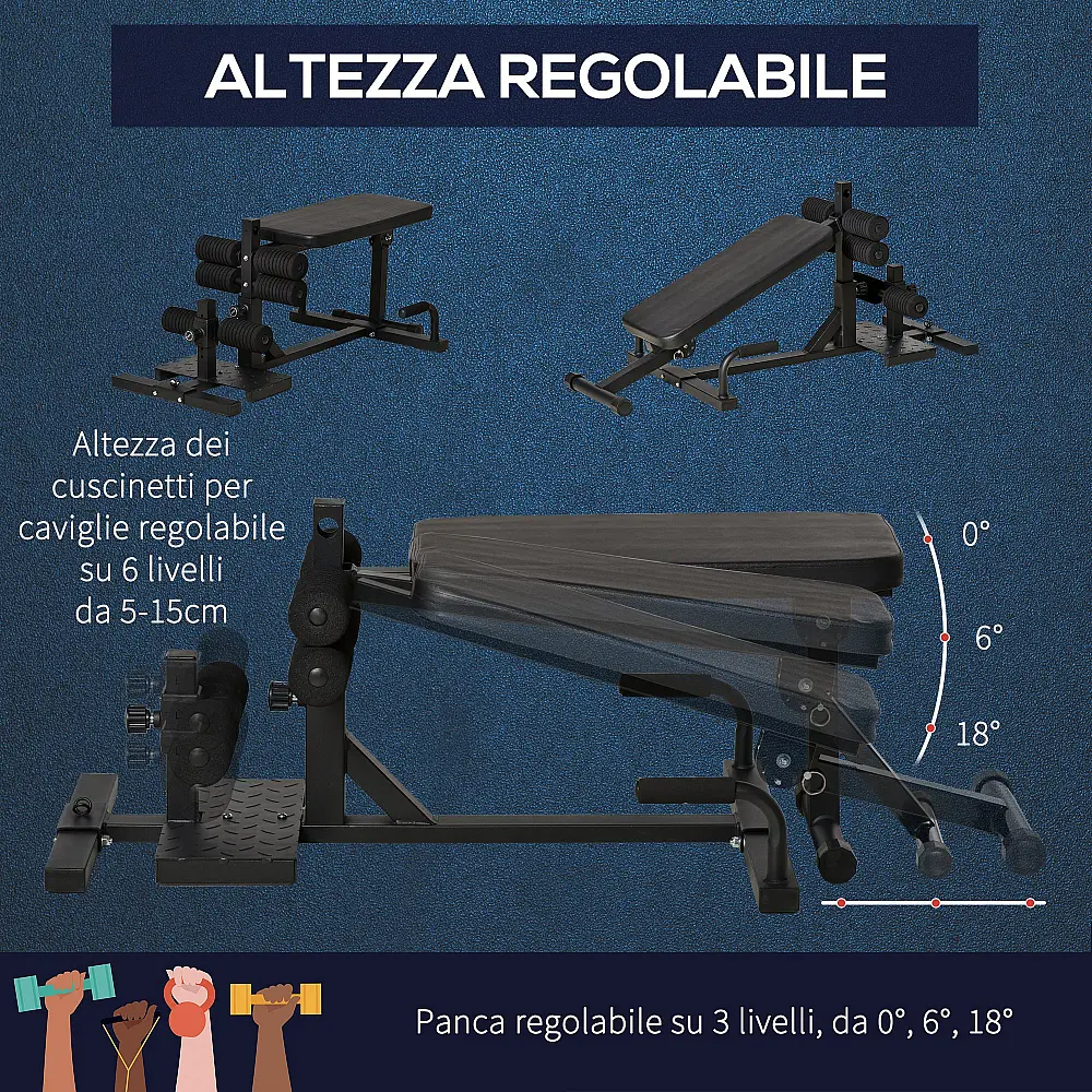 HOMCOM 3 σε 1 Squat Machine με ρυθμιζόμενο ύψος και ανακλινόμενο ατσάλινο πάγκο, 100x58x46cm - Μαύρο A91-182BK HOMCOM 3 σε 1 Squat Machine με ρυθμιζόμενο ύψος και ανακλινόμενο ατσάλινο πάγκο, 100x58x46cm - Μαύρο A91-182BK
