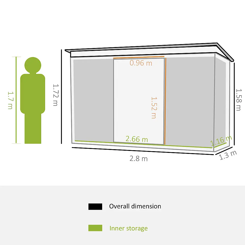 Outsunny Garden Shed Εργαλειοθήκη σε Ατσάλινο φύλλο με Συρόμενες Πόρτες, 280x130x172cm, Ανοιχτό πράσινο 845-032GN Outsunny Garden Shed Εργαλειοθήκη σε Ατσάλινο φύλλο με Συρόμενες Πόρτες, 280x130x172cm, Ανοιχτό πράσινο 845-032GN