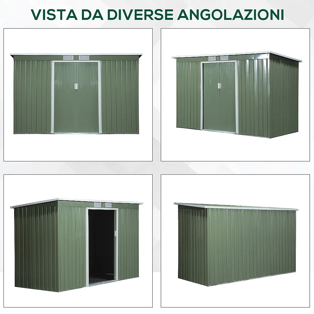 Outsunny Garden Shed Εργαλειοθήκη σε Ατσάλινο φύλλο με Συρόμενες Πόρτες, 280x130x172cm, Ανοιχτό πράσινο 845-032GN Outsunny Garden Shed Εργαλειοθήκη σε Ατσάλινο φύλλο με Συρόμενες Πόρτες, 280x130x172cm, Ανοιχτό πράσινο 845-032GN