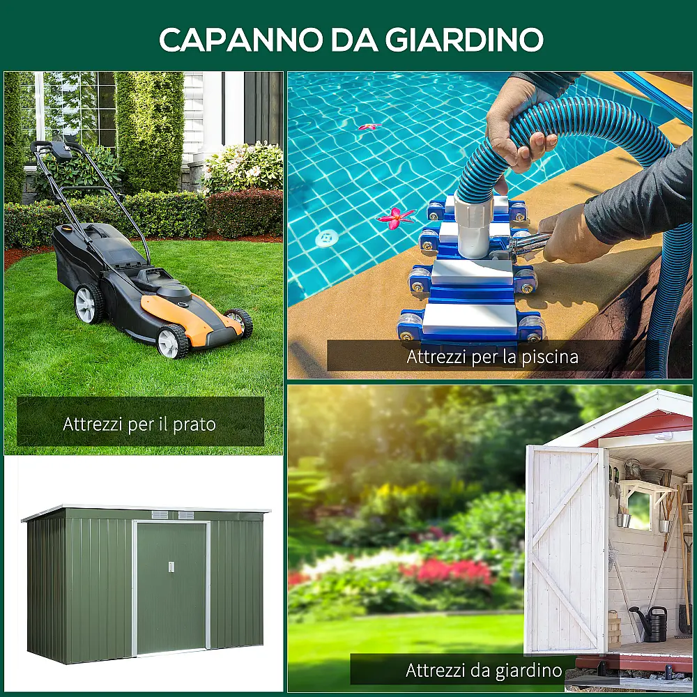 Outsunny Garden Shed Εργαλειοθήκη σε Ατσάλινο φύλλο με Συρόμενες Πόρτες, 280x130x172cm, Ανοιχτό πράσινο 845-032GN Outsunny Garden Shed Εργαλειοθήκη σε Ατσάλινο φύλλο με Συρόμενες Πόρτες, 280x130x172cm, Ανοιχτό πράσινο 845-032GN