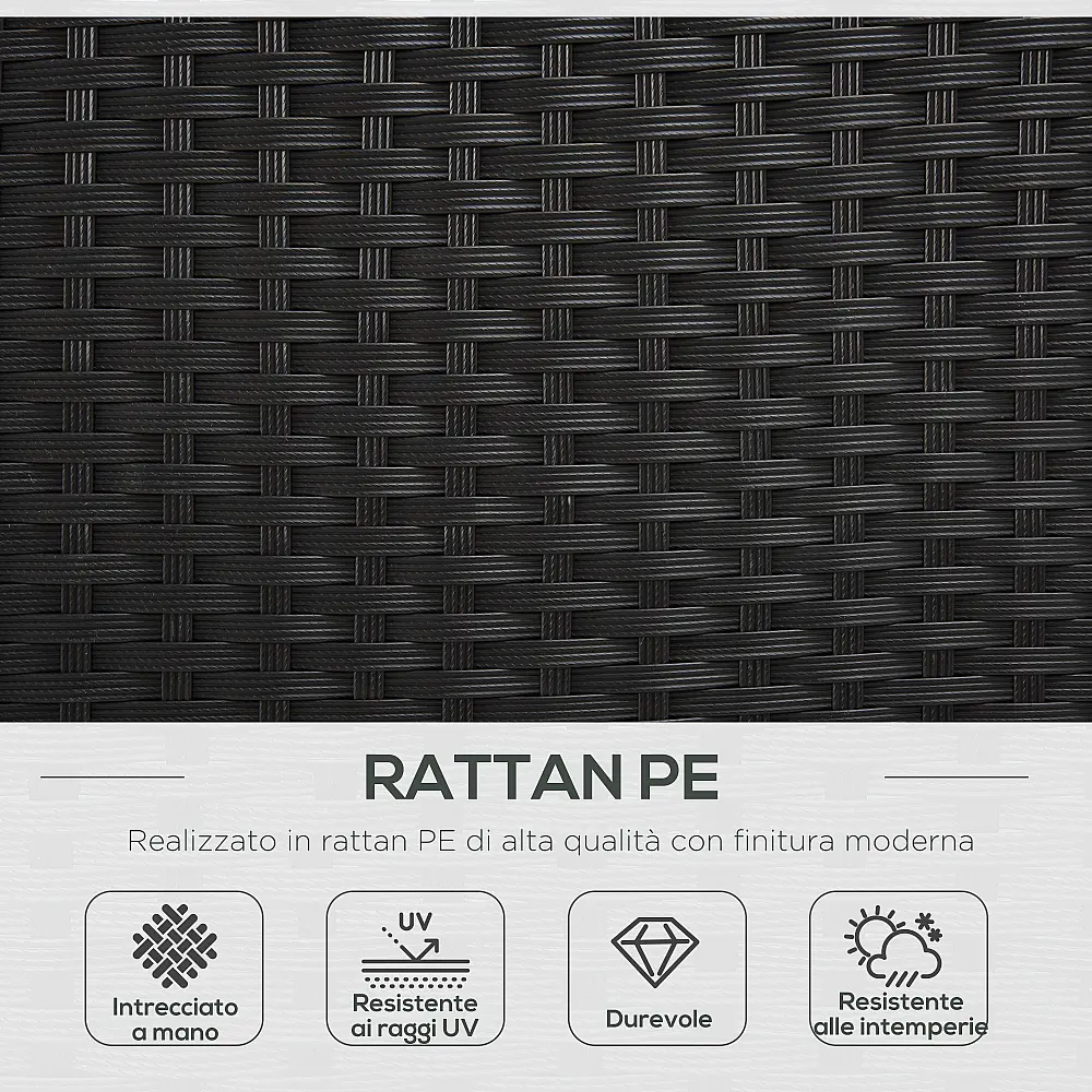 Outsunny Σετ κήπου 4 τεμαχίων από Rattan PE και ατσάλι, με καναπέ, 2 πολυθρόνες και τραπεζάκι σαλονιού, κρέμα 860-024V01