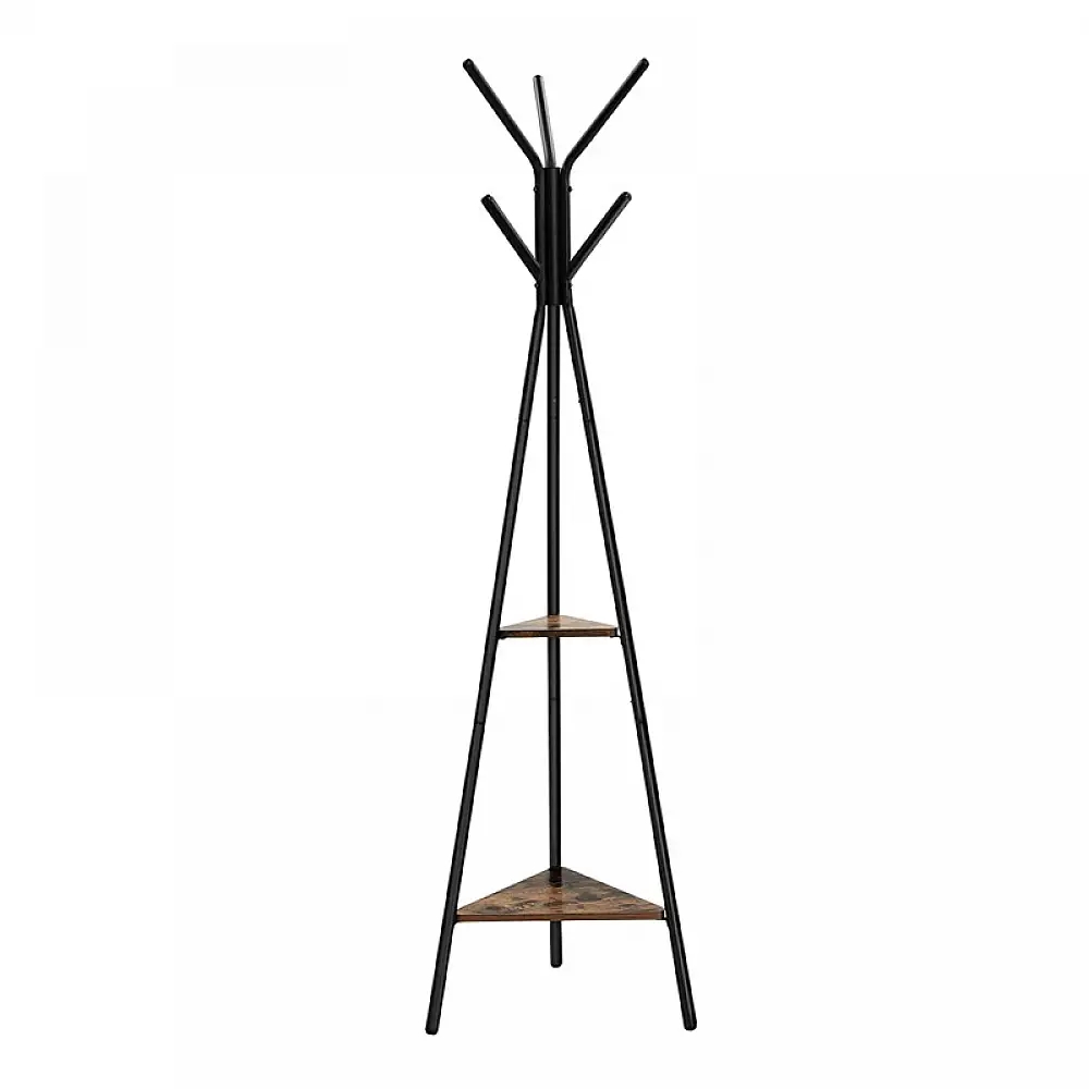 Μεταλλικός Καλόγερος με 2 Ξύλινα Ράφια 49.5 x 49.5 x 179 cm VASAGLE RCR016B02