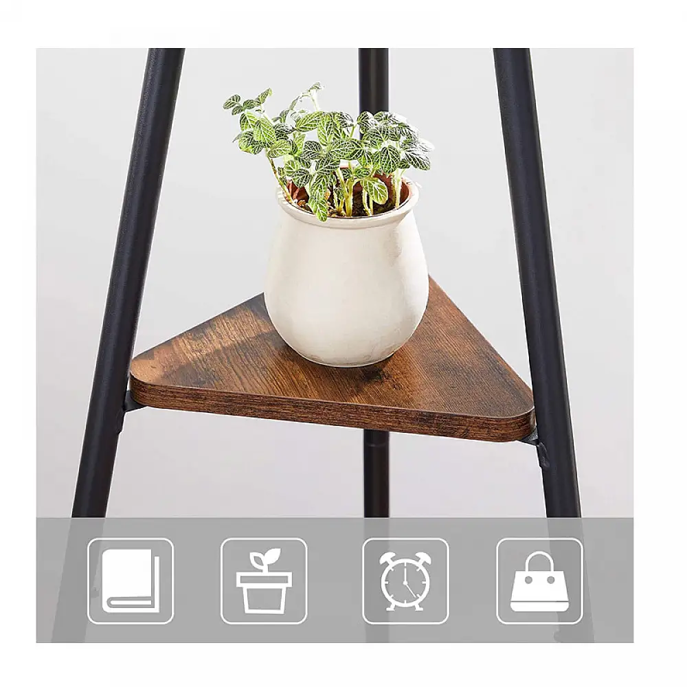 Μεταλλικός Καλόγερος με 2 Ξύλινα Ράφια 49.5 x 49.5 x 179 cm VASAGLE RCR016B02