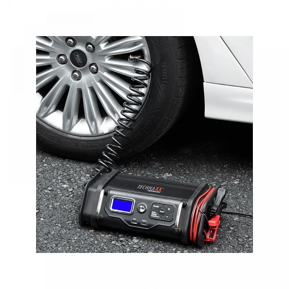 Φορτιστής Μπαταρίας Αυτοκινήτου 6/12V 10A με Φακό και Συμπιεστή Αέρα Technaxx TX-193