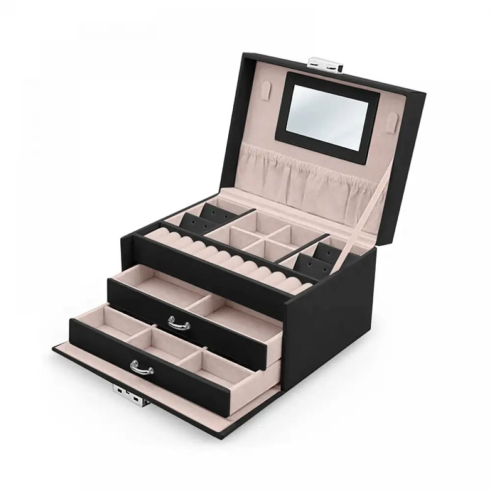 Κοσμηματοθήκη - Μπιζουτιέρα 18.6 x 14.8 x 11 cm Χρώματος Μαύρο Massido MS-700-Black