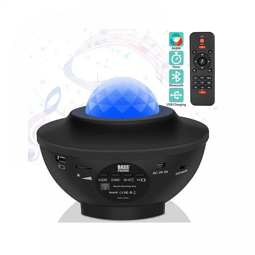 Προβολέας Αστεριών με Ηχείο Bluetooth και Τηλεχειριστήριο Χρώματος Μαύρο Bass Polska BP-BH59311
