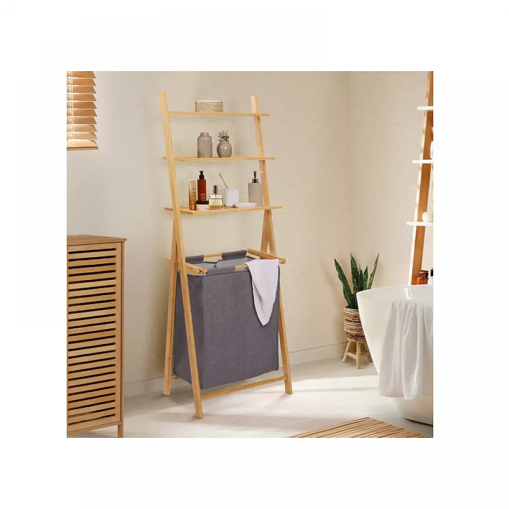 Καλάθι Απλύτων από Μπαμπού με 2 Χώρους και 3 Ράφια Idomya Maya 30012288