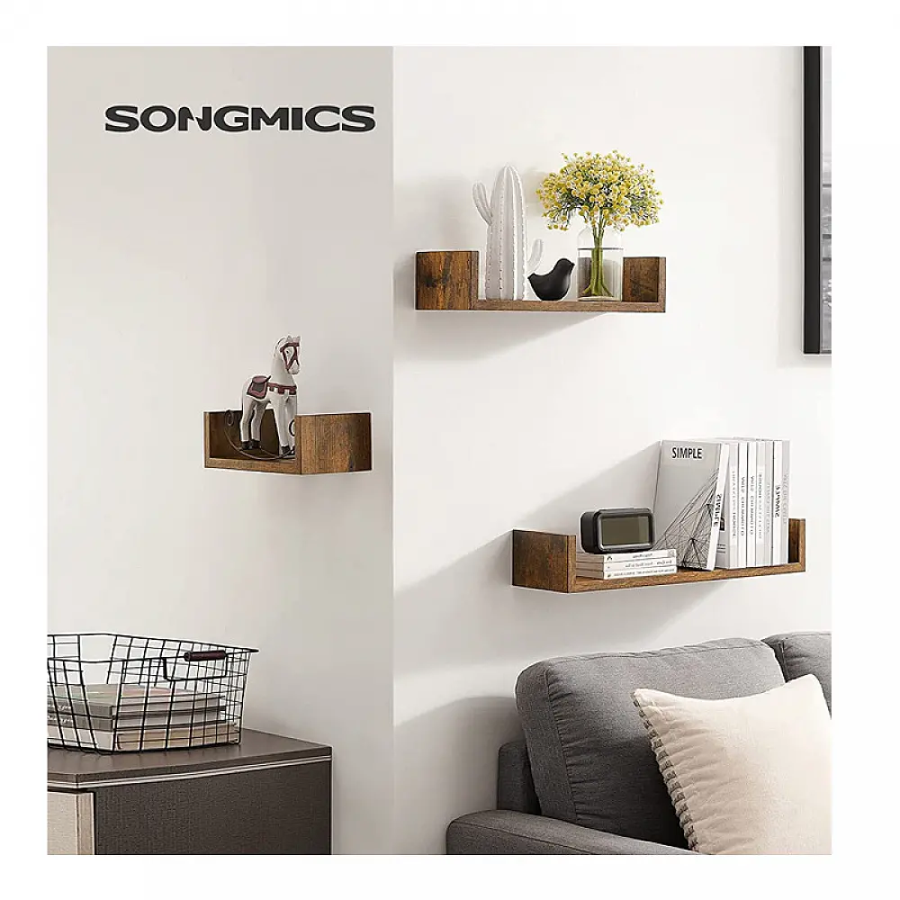 Σετ Επιτοίχια Ξύλινα Ράφια 60 x 15 x 10 cm 3 τμχ Songmics LWS066T01 Σετ Επιτοίχια Ξύλινα Ράφια 60 x 15 x 10 cm 3 τμχ Songmics LWS066T01