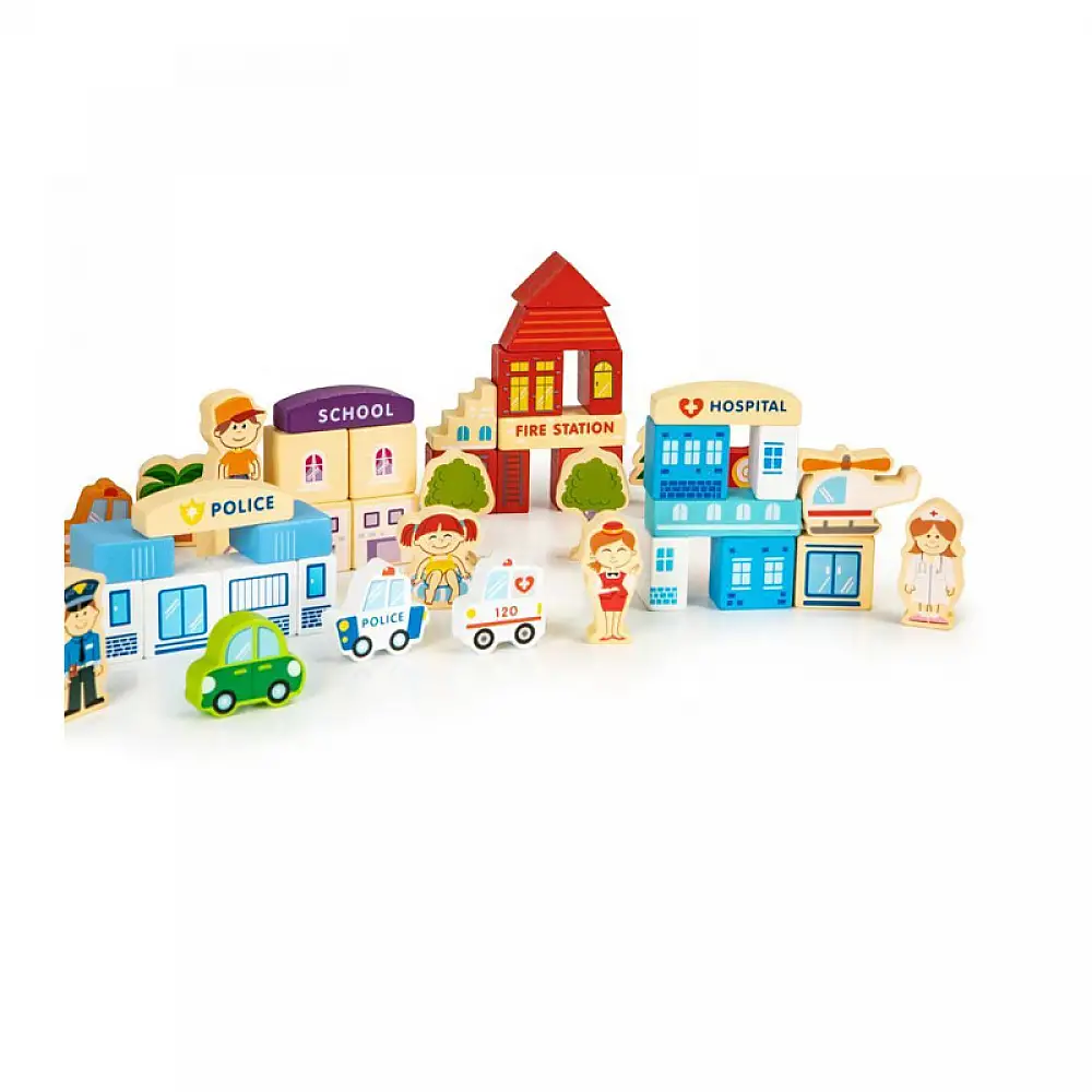 Σετ Ξύλινα Εκπαιδευτικά Τουβλάκια 120 τμχ Ecotoys HM015501