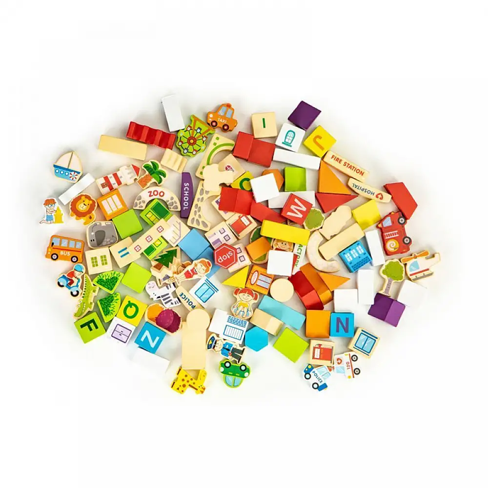 Σετ Ξύλινα Εκπαιδευτικά Τουβλάκια 120 τμχ Ecotoys HM015501