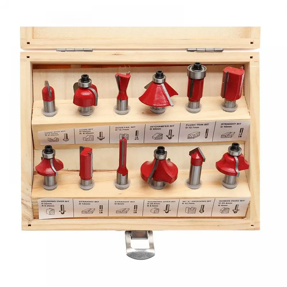 Σετ Φρέζες Ξύλου για Ρούτερ 8 mm 12 τμχ Kraft&Dele KD-10282