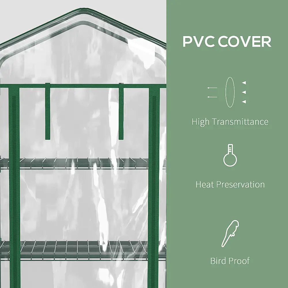 Outsunny Vertical Plant Θερμοκήπιο με 4 Ράφια Ατσάλι και Λευκό PVC, 69x50x165cm 845-228V04TP