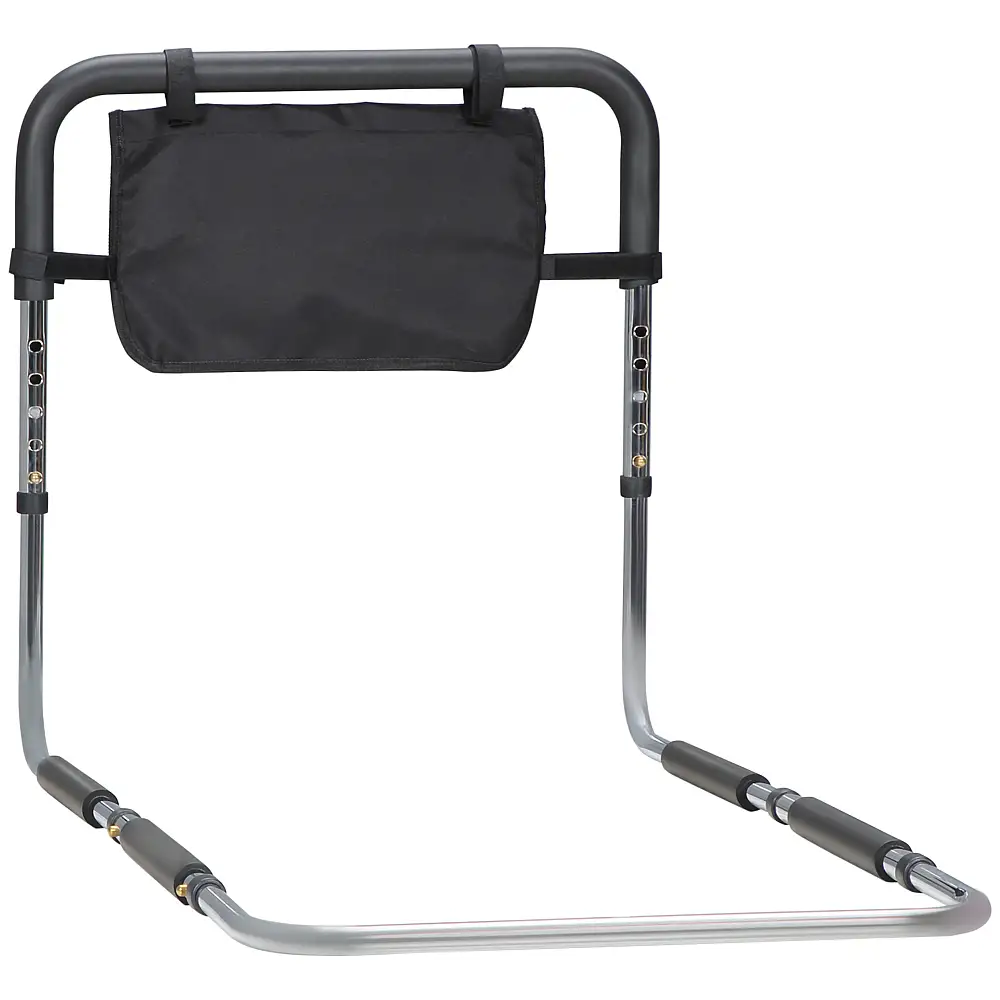 Λαβή κρεβατιού HOMCOM με ρυθμιζόμενο πλάτος και ύψος από ατσάλι με μαλακή λαβή, ασημί 713-129V00SR