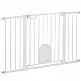 PawHut επεκτεινόμενη πύλη σκύλου με αυτοκλειόμενη πόρτα, μέταλλο και ABS, 75-131x76 cm, Λευκό D06-110V02