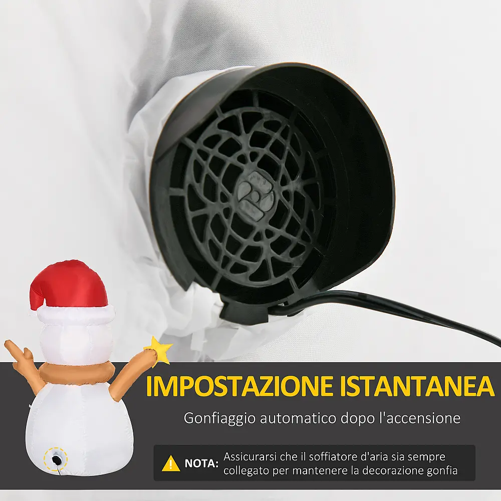 Outsunny φουσκωτός χιονάνθρωπος με πολύχρωμο φως LED με φουσκωτό που περιλαμβάνεται, 97x50x120 cm 844-593V90MX Outsunny φουσκωτός χιονάνθρωπος με πολύχρωμο φως LED με φουσκωτό που περιλαμβάνεται, 97x50x120 cm 844-593V90MX