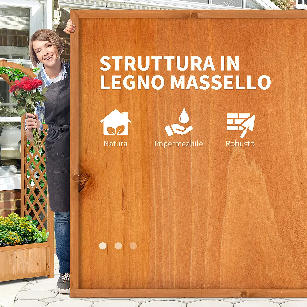 Outsunny Outsunny Outdoor Hollow Bottom Καφέ έλατο φυτευτή με διακοσμητικό τόξο και σχάρες αναρρίχησης, 83x36x152cm 845-777V00BN