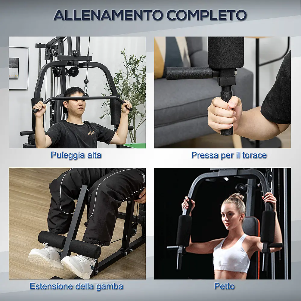 HOMCOM Fitness Station με βάρη 45kg για οικιακή και επαγγελματική προπόνηση, Πολυλειτουργικό Steel Gym, 135x103x210cm, Μαύρο A91-176 HOMCOM Fitness Station με βάρη 45kg για οικιακή και επαγγελματική προπόνηση, Πολυλειτουργικό Steel Gym, 135x103x210cm, Μαύρο A91-176