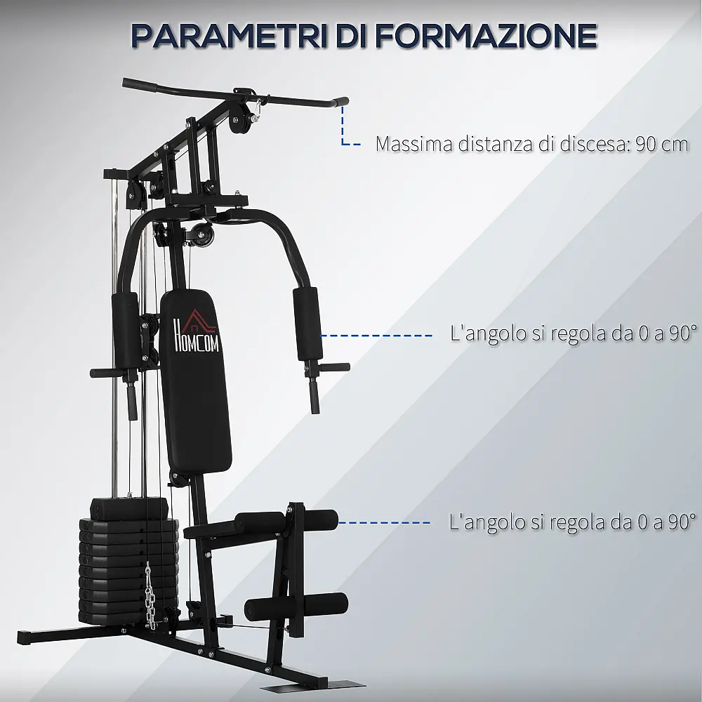 HOMCOM Fitness Station με βάρη 45kg για οικιακή και επαγγελματική προπόνηση, Πολυλειτουργικό Steel Gym, 135x103x210cm, Μαύρο A91-176 HOMCOM Fitness Station με βάρη 45kg για οικιακή και επαγγελματική προπόνηση, Πολυλειτουργικό Steel Gym, 135x103x210cm, Μαύρο A91-176