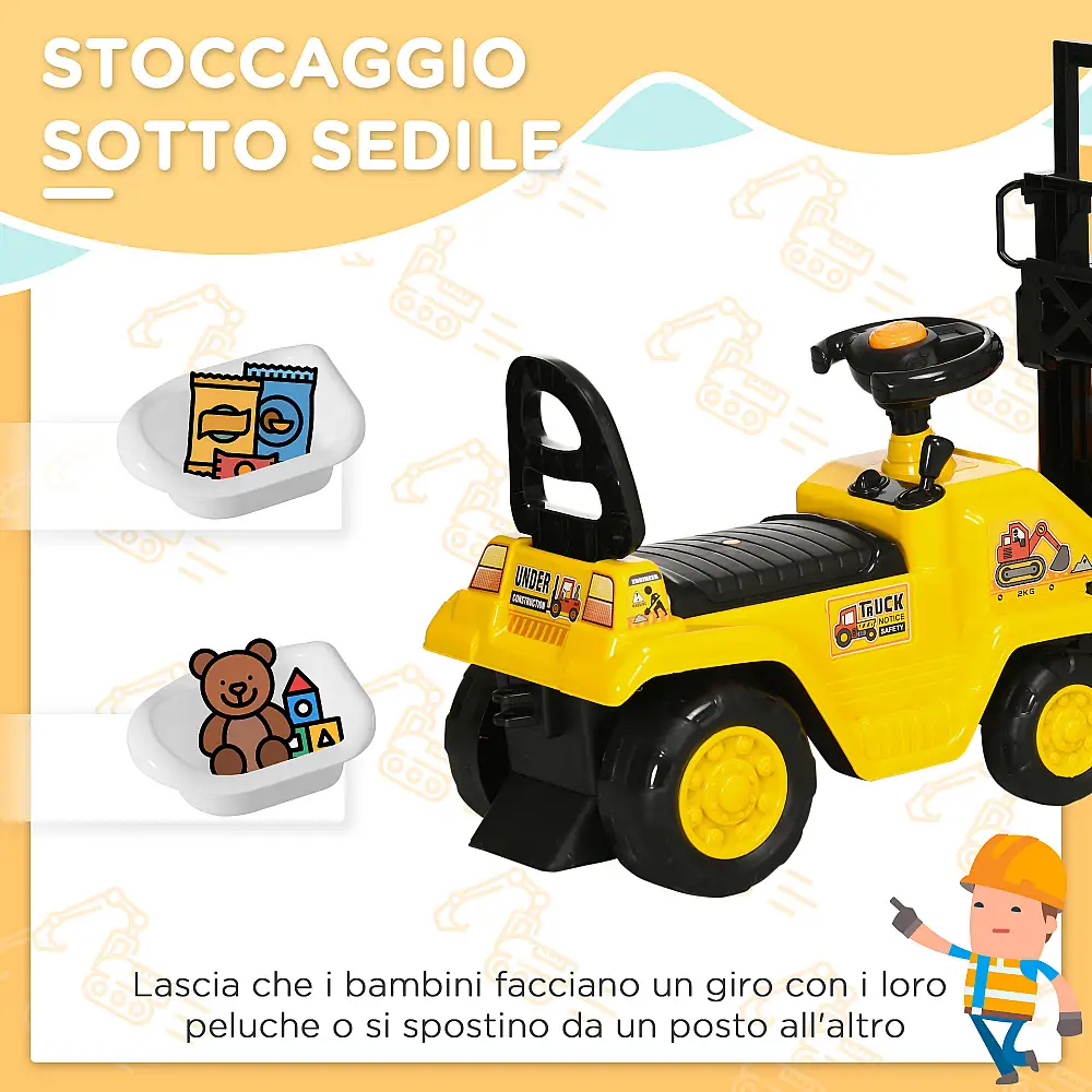 Παιδικό Τρακτέρ με Ανυψωτικό και Αποθηκευτικό Χώρο 86 x 27.5 x 47.5 cm HOMCOM 370-245V00YL