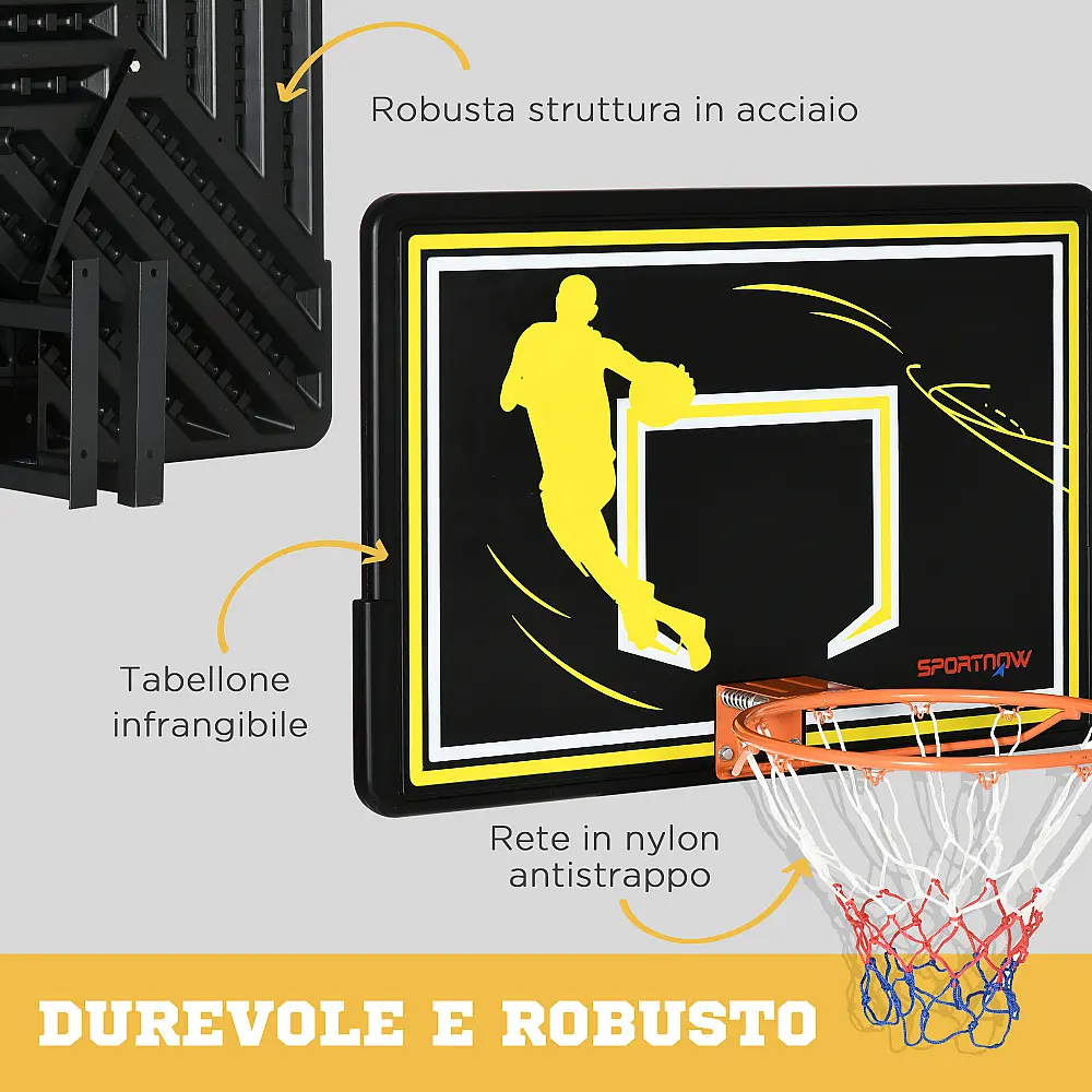 Sportnow Τσέρκι Μπάσκετ για εσωτερικούς και εξωτερικούς χώρους παιδιά και ενήλικες από ατσάλι και PE, 110x90x70 cm, Μαύρο και κίτρινο A61-034V00OG Sportnow Τσέρκι Μπάσκετ για εσωτερικούς και εξωτερικούς χώρους παιδιά και ενήλικες από ατσάλι και PE, 110x90x70 cm, Μαύρο και κίτρινο A61-034V00OG