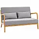 HOMCOM Μοντέρνος 2θέσιος Ξύλινος Καναπές με Μαξιλάρια, Επενδυμένο Κάθισμα και Ύφασμα Velvet Effect, 122x71x76 cm, Γκρι 839-597V00GY
