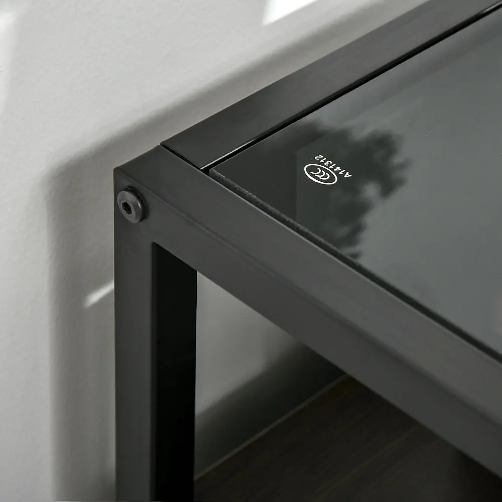 HOMCOM Ντουλάπι με Δύο Πόρτες από MDF με Κορυφή σε Tempered Glass, 82x30x98 cm, Καφέ και Μαύρο 838-266V00CF HOMCOM Ντουλάπι με Δύο Πόρτες από MDF με Κορυφή σε Tempered Glass, 82x30x98 cm, Καφέ και Μαύρο 838-266V00CF