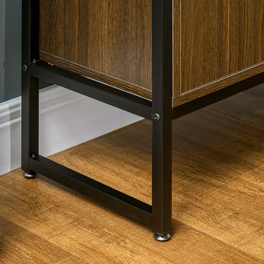 HOMCOM Ντουλάπι με Δύο Πόρτες από MDF με Κορυφή σε Tempered Glass, 82x30x98 cm, Καφέ και Μαύρο 838-266V00CF HOMCOM Ντουλάπι με Δύο Πόρτες από MDF με Κορυφή σε Tempered Glass, 82x30x98 cm, Καφέ και Μαύρο 838-266V00CF