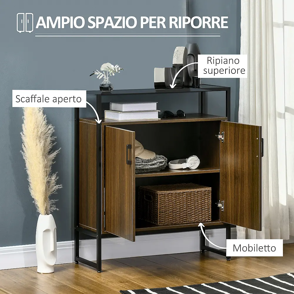HOMCOM Ντουλάπι με Δύο Πόρτες από MDF με Κορυφή σε Tempered Glass, 82x30x98 cm, Καφέ και Μαύρο 838-266V00CF HOMCOM Ντουλάπι με Δύο Πόρτες από MDF με Κορυφή σε Tempered Glass, 82x30x98 cm, Καφέ και Μαύρο 838-266V00CF